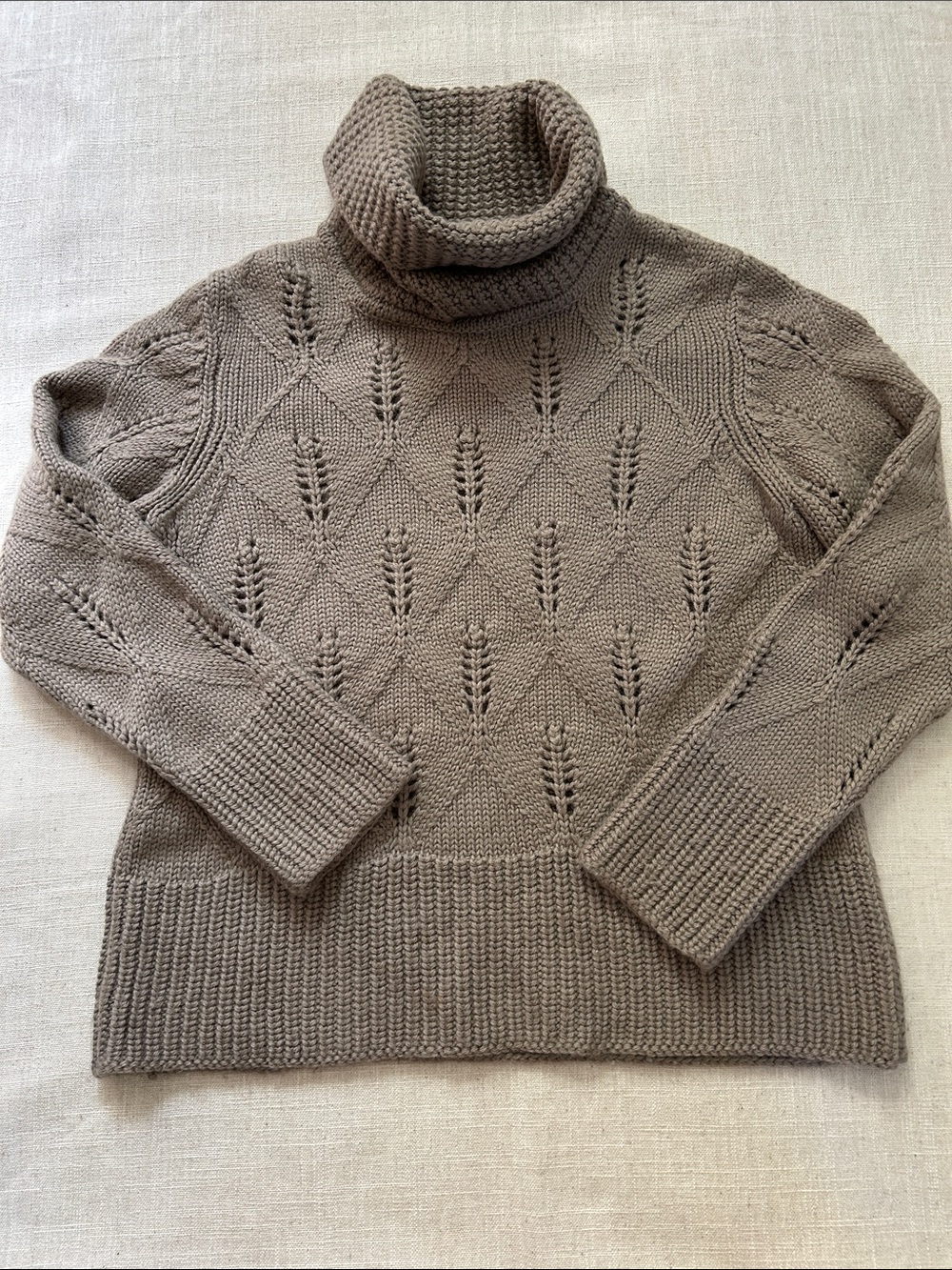 Mira Flores Chunky Knit Alpaca Turtleneck Sweater Women's Size Small Taupe